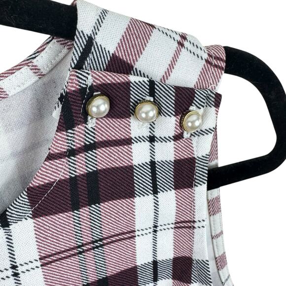 Ann Taylor Red White Plaid Sleeveless Peplum Blouse Size M - Picture 3 of 5